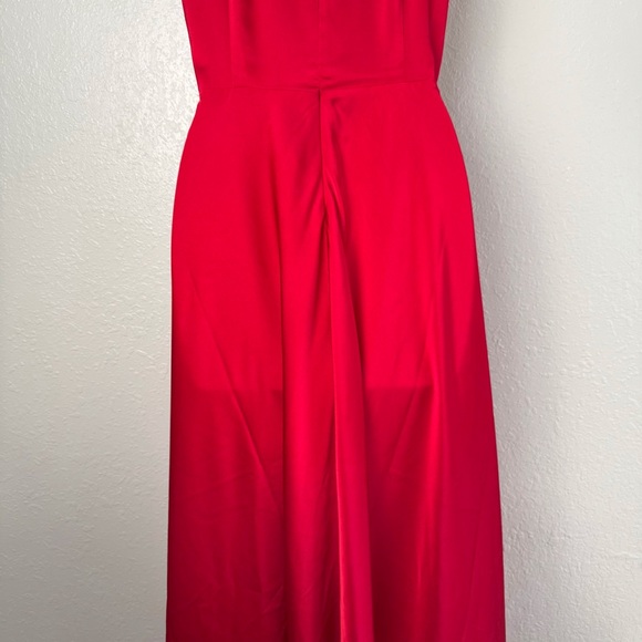 Halogen red v-neck empire waist gown maxi dress satin S - Picture 10 of 13